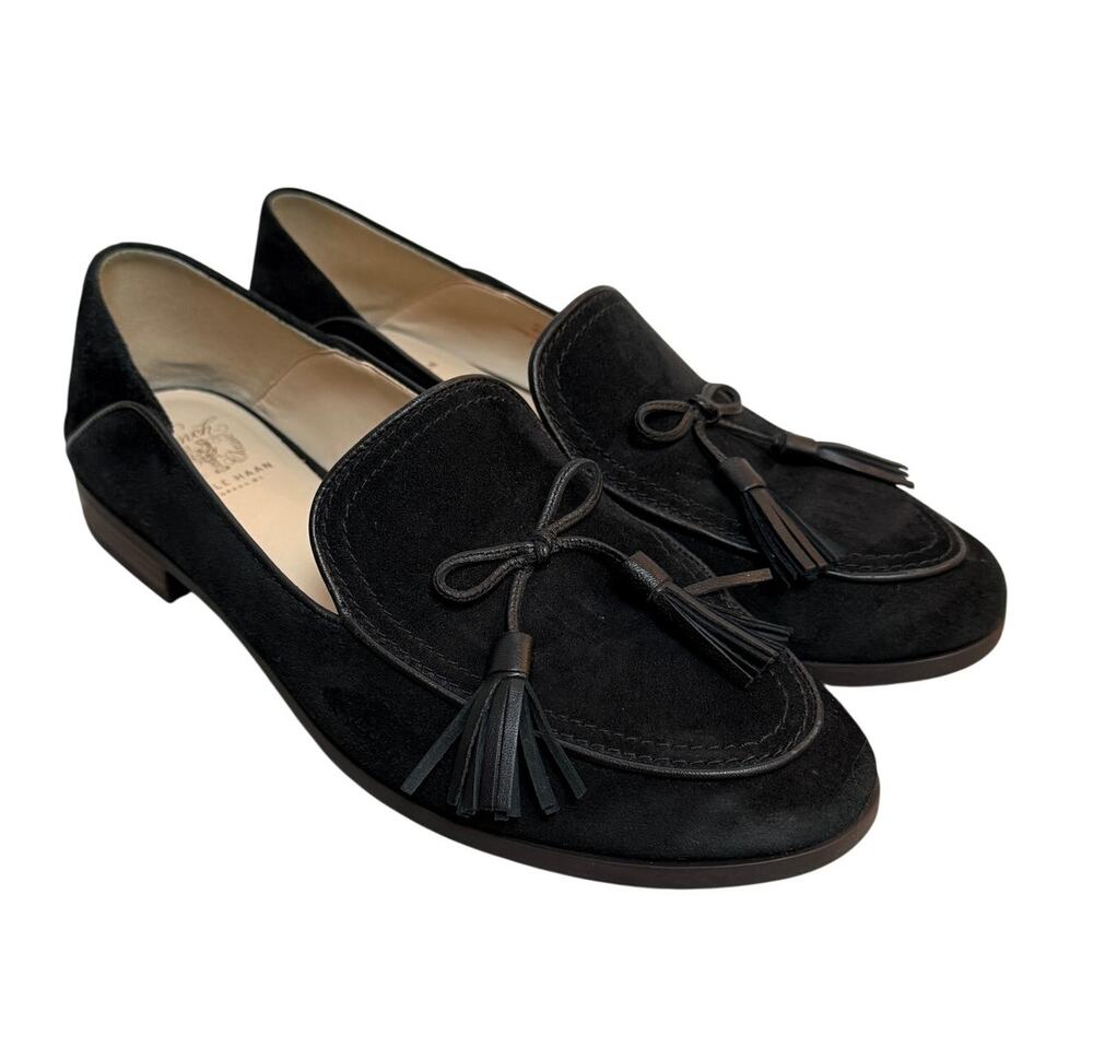 Cole Haan Pinch Soft Tassel Loafer Black Suede Size 8.5
